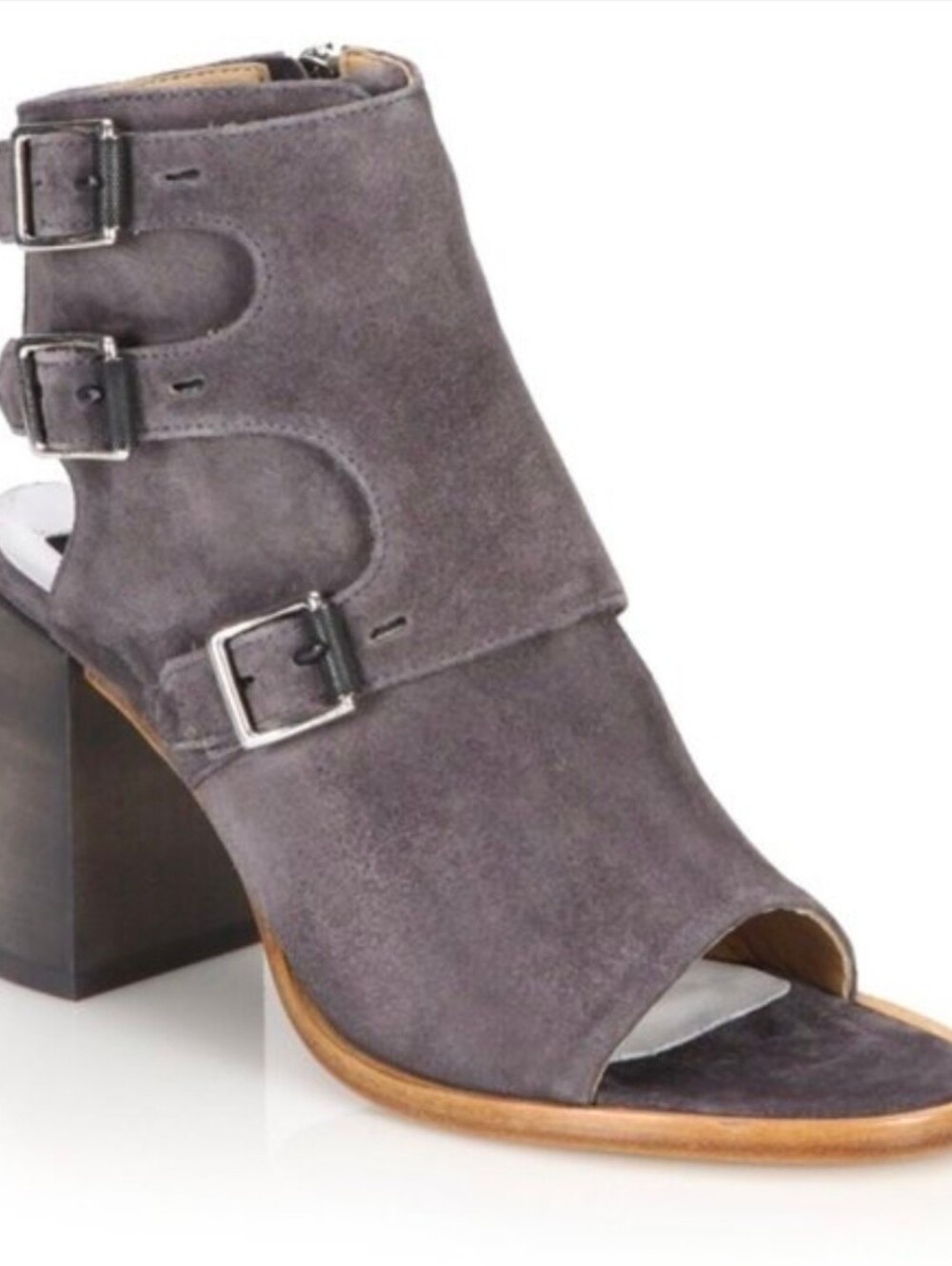Rag & Bone Marta Suede Gray Block Heel Leather Shoe Booties Size 36.5